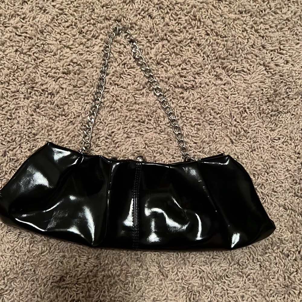 EUC black patent leather purse